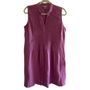 J Jill Purple Linen Sleeveless Pin Tuck Dress Women’s Size Medium Petite
